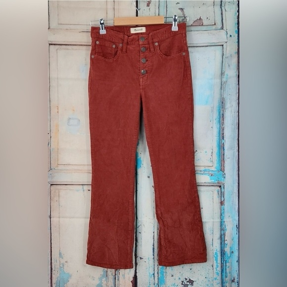Madewell Cali Demi Bootcut Rust Corduroy Button Fly Front Fall Size 28 - Picture 2 of 9